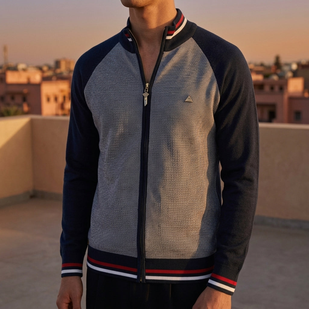 Fynovelle Spliced Cardigan for Men - Cotton Blend Streetwear Sweater