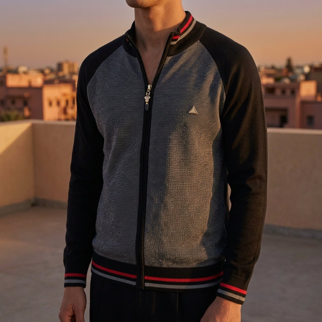Fynovelle Spliced Cardigan for Men - Cotton Blend Streetwear Sweater