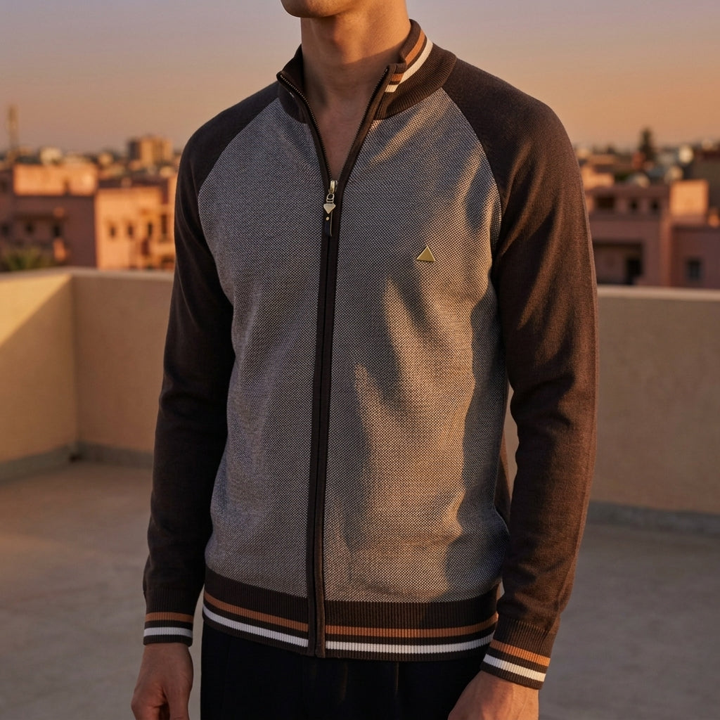 Fynovelle Spliced Cardigan for Men - Cotton Blend Streetwear Sweater