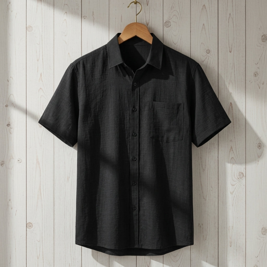 Orvienne Linen Shirt for Men - Lightweight Cotton-Linen Short Sleeve Shirt