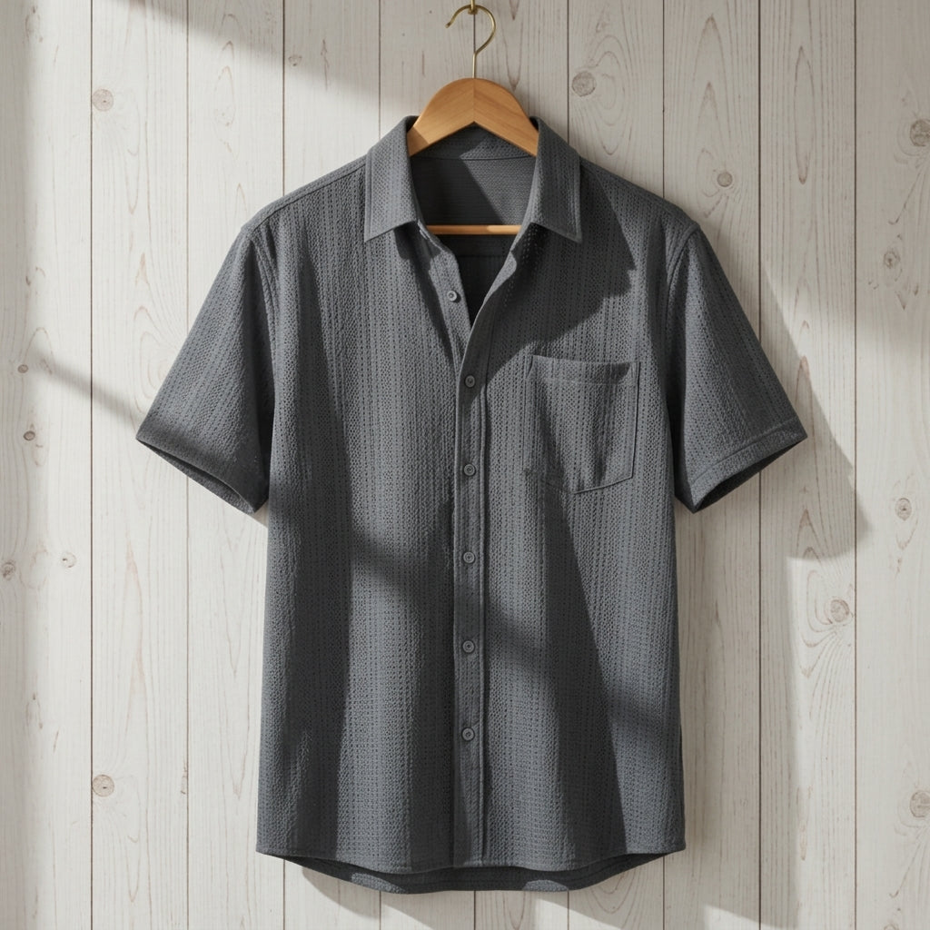 Orvienne Linen Shirt for Men - Lightweight Cotton-Linen Short Sleeve Shirt