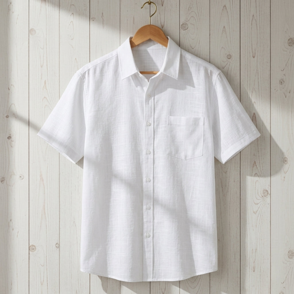 Orvienne Linen Shirt for Men - Lightweight Cotton-Linen Short Sleeve Shirt