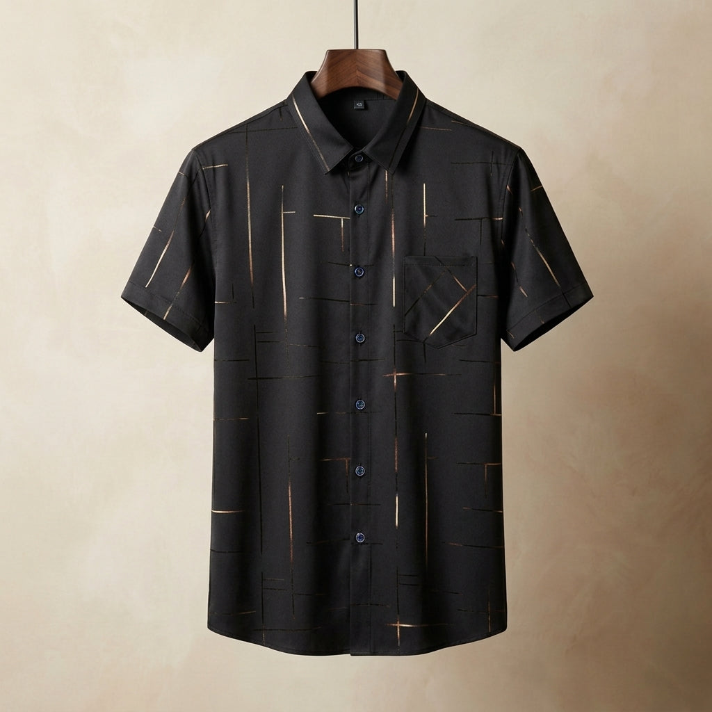 Salerno Short Sleeve Shirt for Men - Cotton Blend with Subtle Pattern Detail