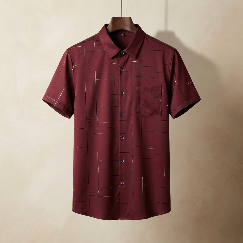 Salerno Short Sleeve Shirt for Men - Cotton Blend with Subtle Pattern Detail
