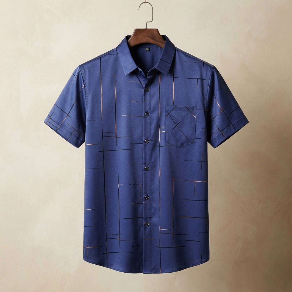 Salerno Short Sleeve Shirt for Men - Cotton Blend with Subtle Pattern Detail