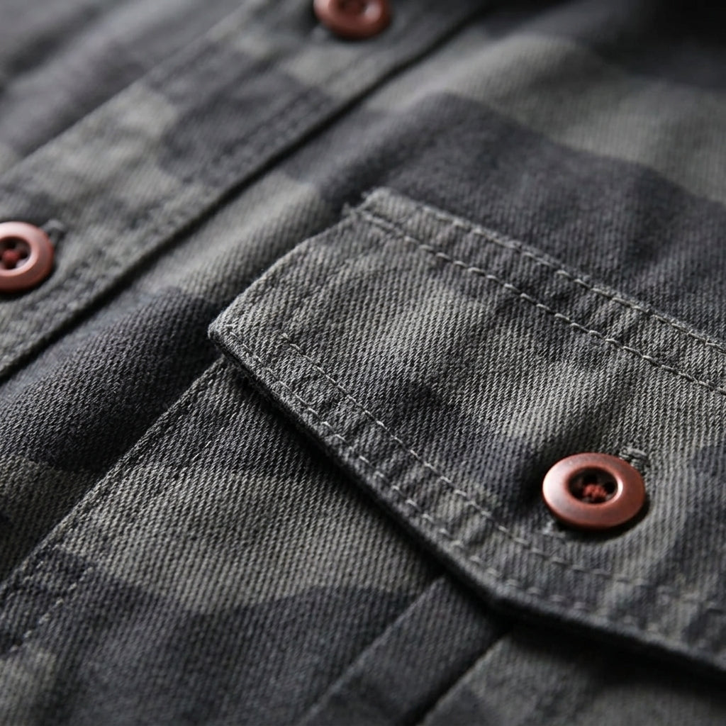 Salento Cargo Shirt for Men - Cotton Twill Camo Print Button-Up