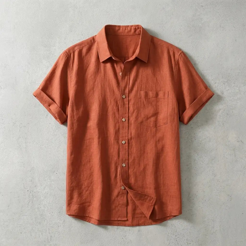 Palermo Linen Shirt for Men, Breathable Short-Sleeve Relaxed Fit Top