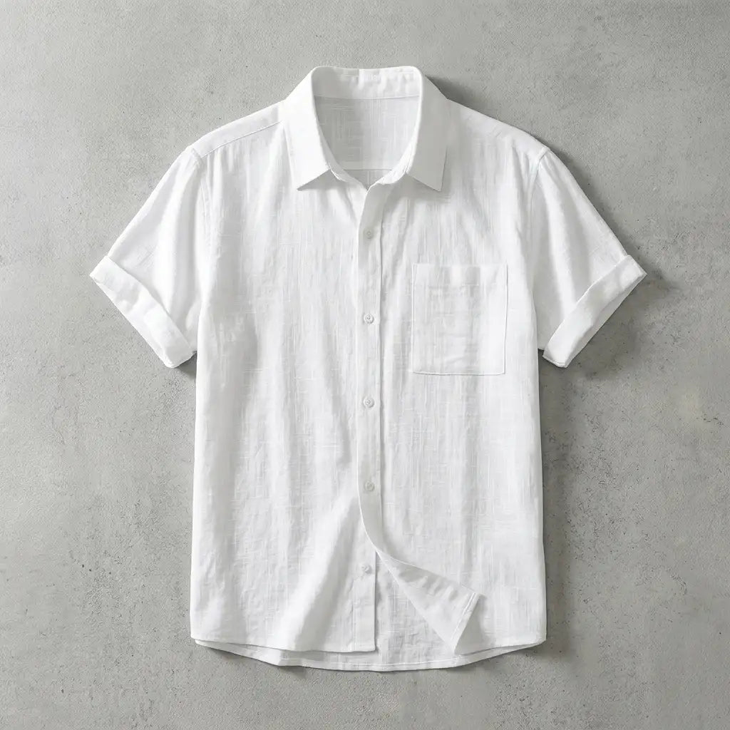 Palermo Linen Shirt for Men, Breathable Short-Sleeve Relaxed Fit Top
