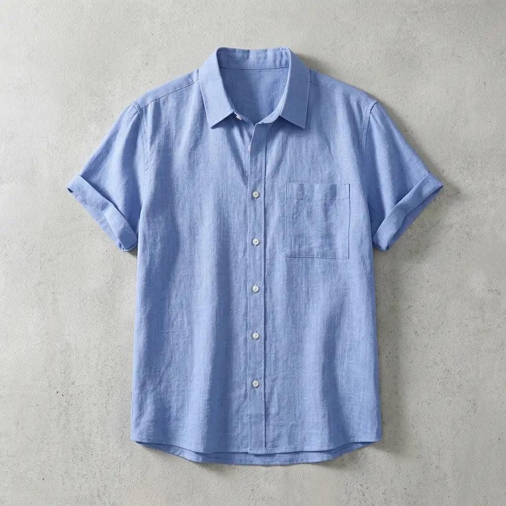 Palermo Linen Shirt for Men, Breathable Short-Sleeve Relaxed Fit Top