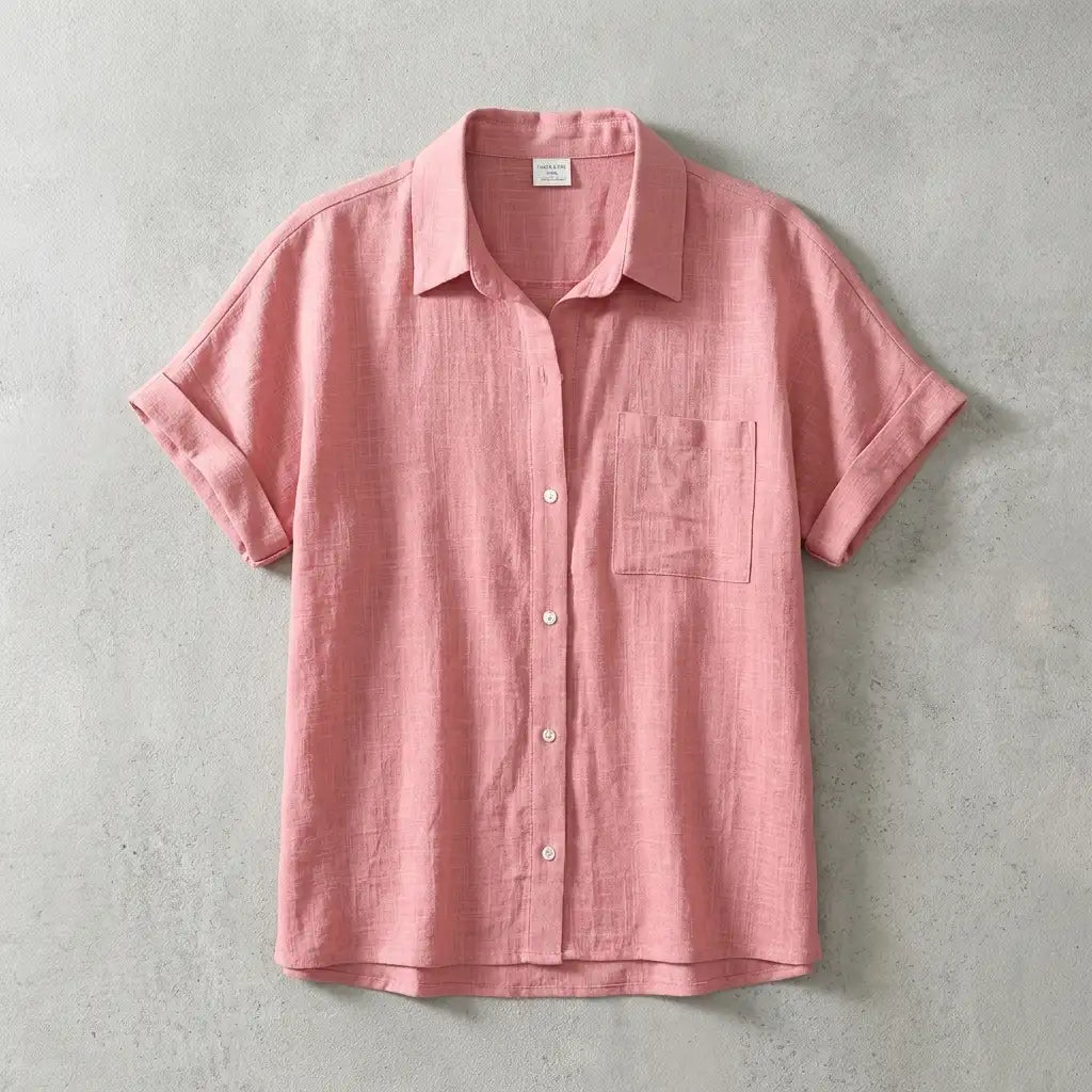Palermo Linen Shirt for Men, Breathable Short-Sleeve Relaxed Fit Top