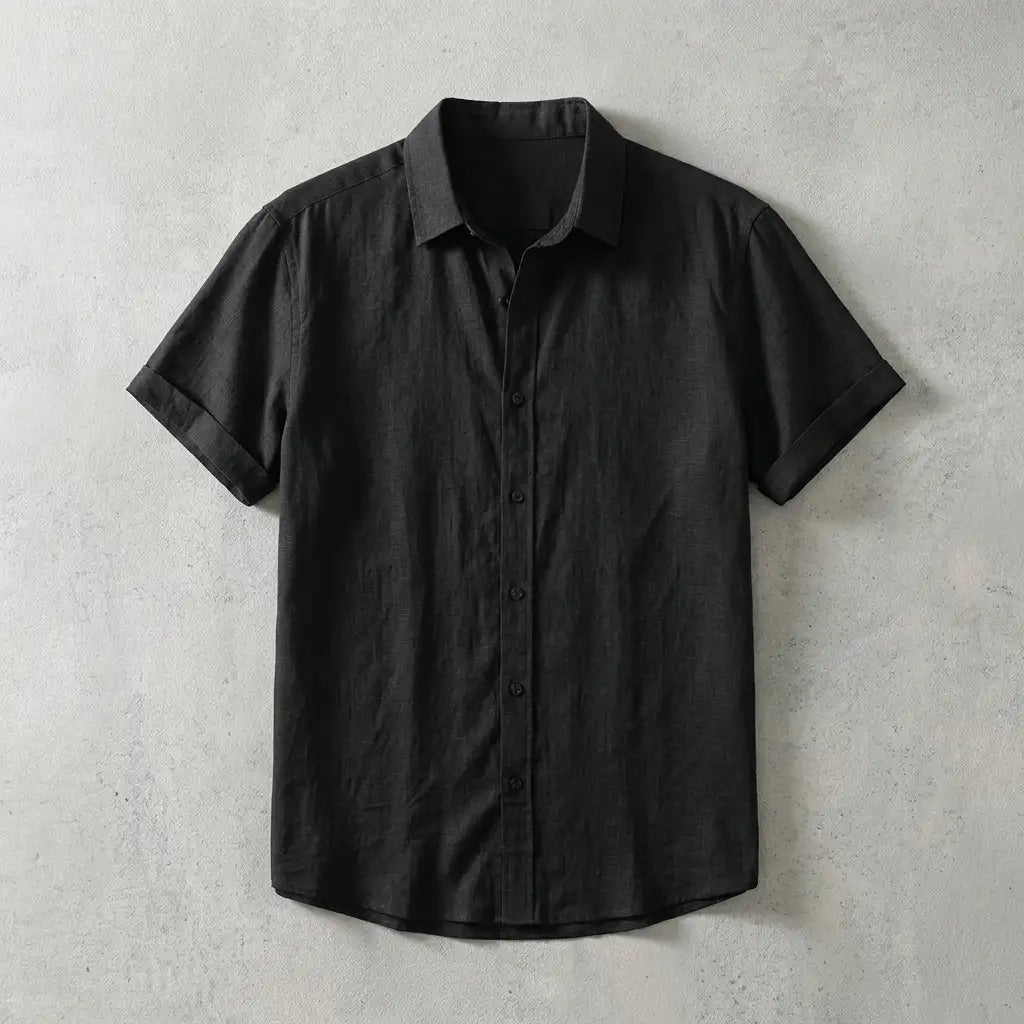 Ciago Linen Shirt for Men, Breathable Short-Sleeve Relaxed Fit Shirt
