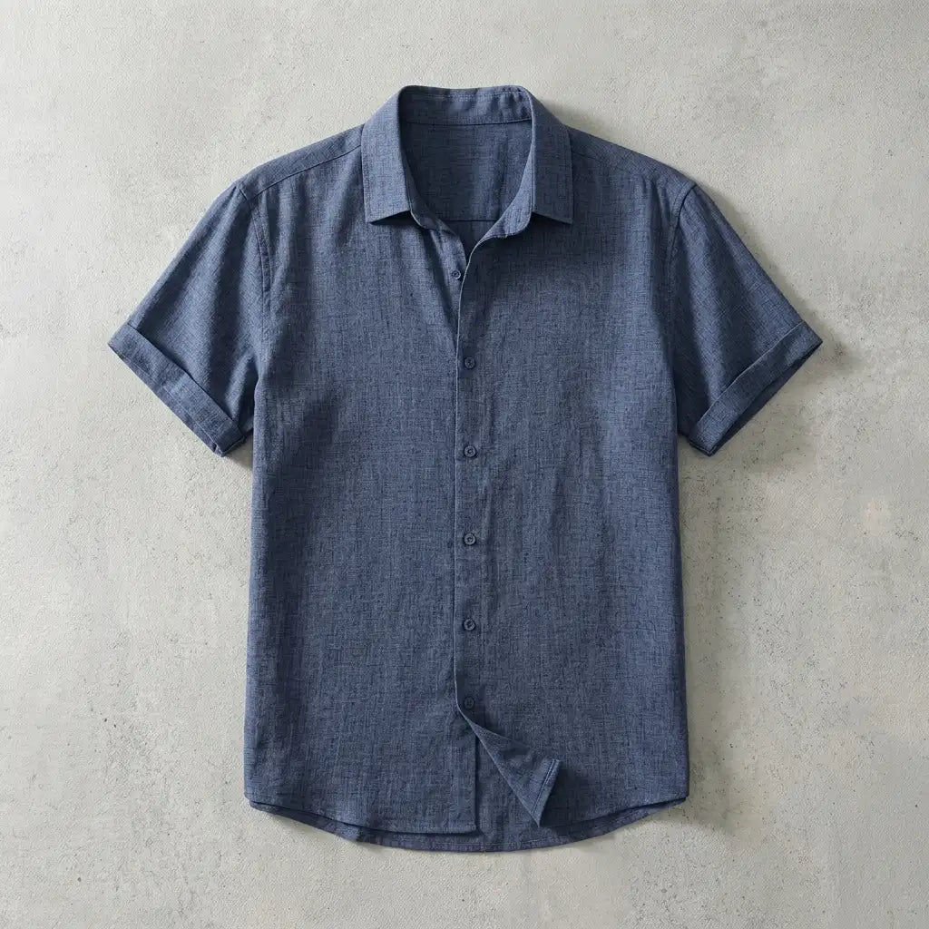 Ciago Linen Shirt for Men, Breathable Short-Sleeve Relaxed Fit Shirt