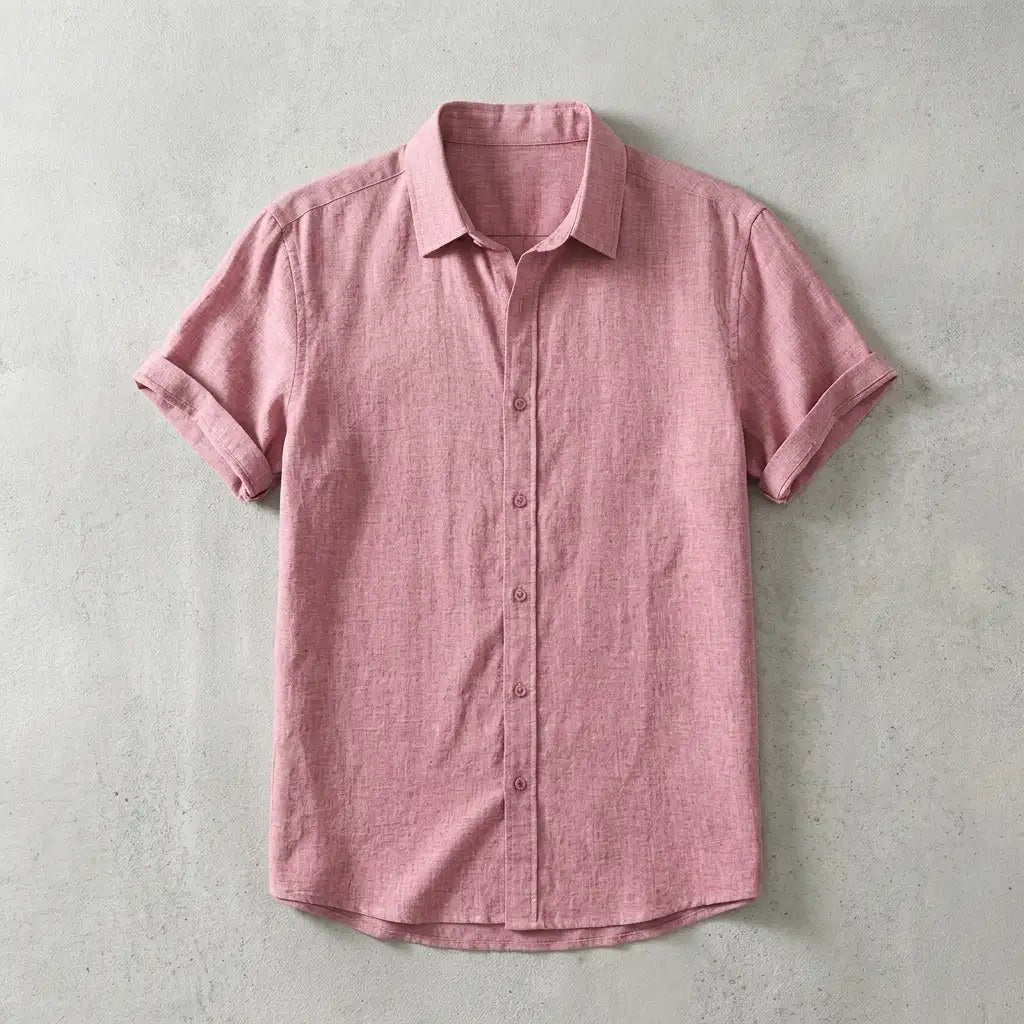 Ciago Linen Shirt for Men, Breathable Short-Sleeve Relaxed Fit Shirt