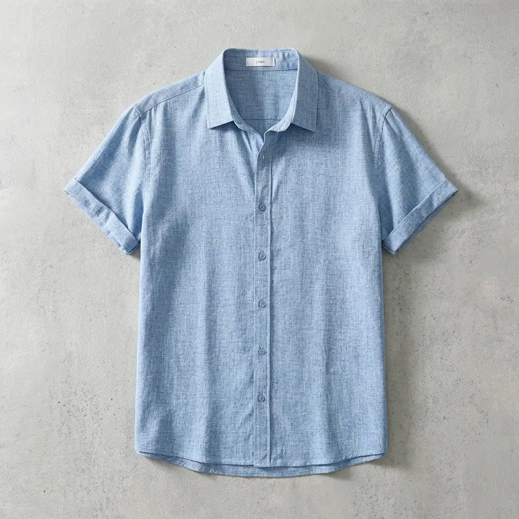 Ciago Linen Shirt for Men, Breathable Short-Sleeve Relaxed Fit Shirt