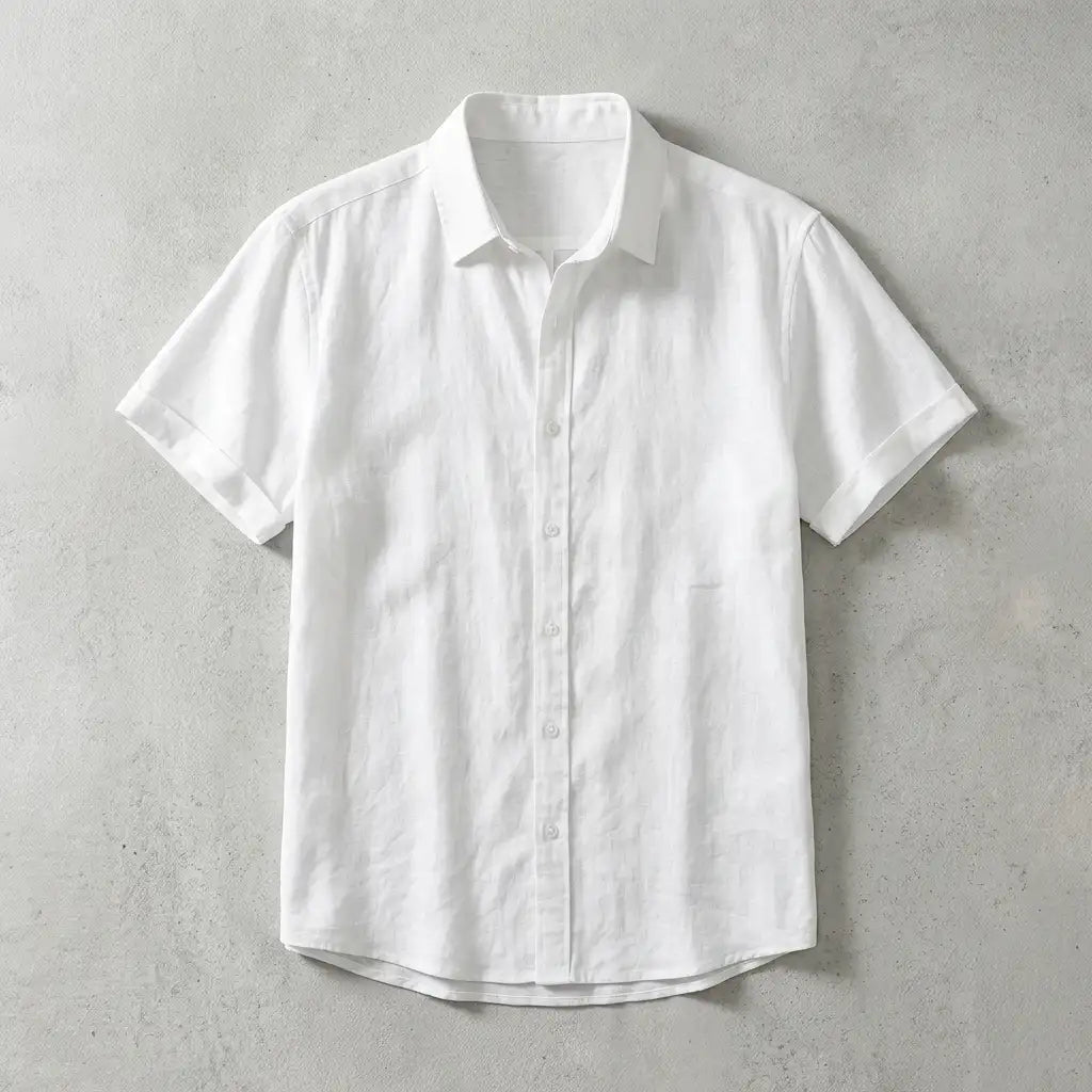 Ciago Linen Shirt for Men, Breathable Short-Sleeve Relaxed Fit Shirt
