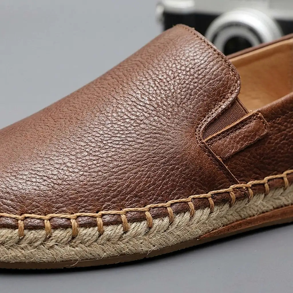 Clio Leather Espadrilles for Men, Premium Slip-On Casual Shoes