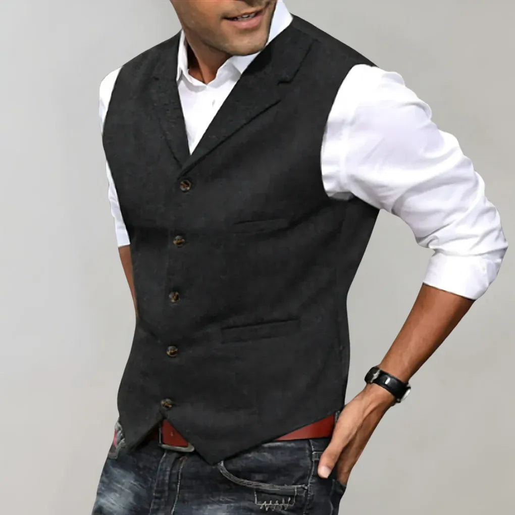 Men's Suit Vest, Formal Waistcoat with Adjustable Back Strap