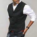 Men's Suit Vest - Five-Button Formal Waistcoat with Adjustable Back