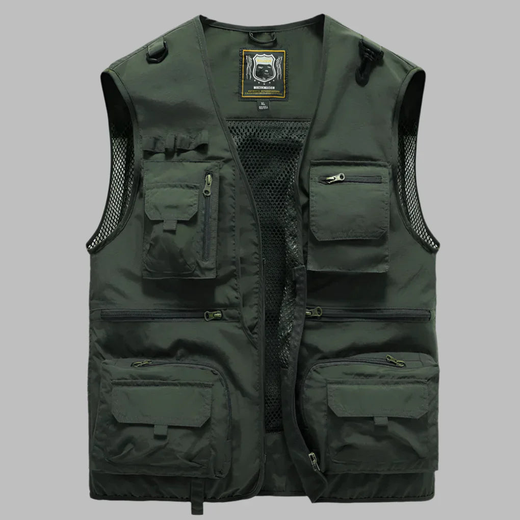 Multi-Pocket Summer Vest for Men - Lightweight Water-Resistant Utility Vest