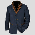 Men's Retro Contrast Collar Jacket, Lightweight Polyester Coat