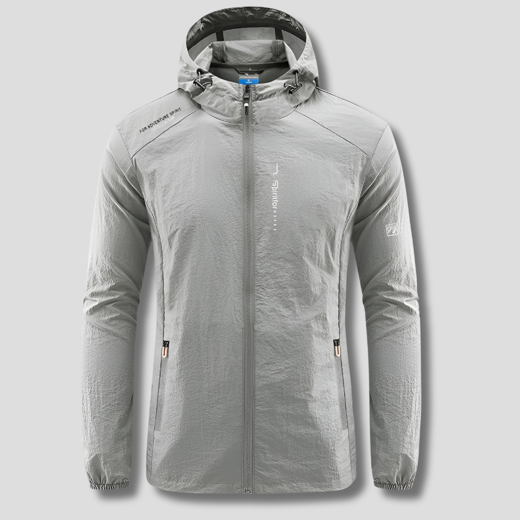 Men's Ultralight Hooded Summer Jacket, Wind and Sun Protection, Packable