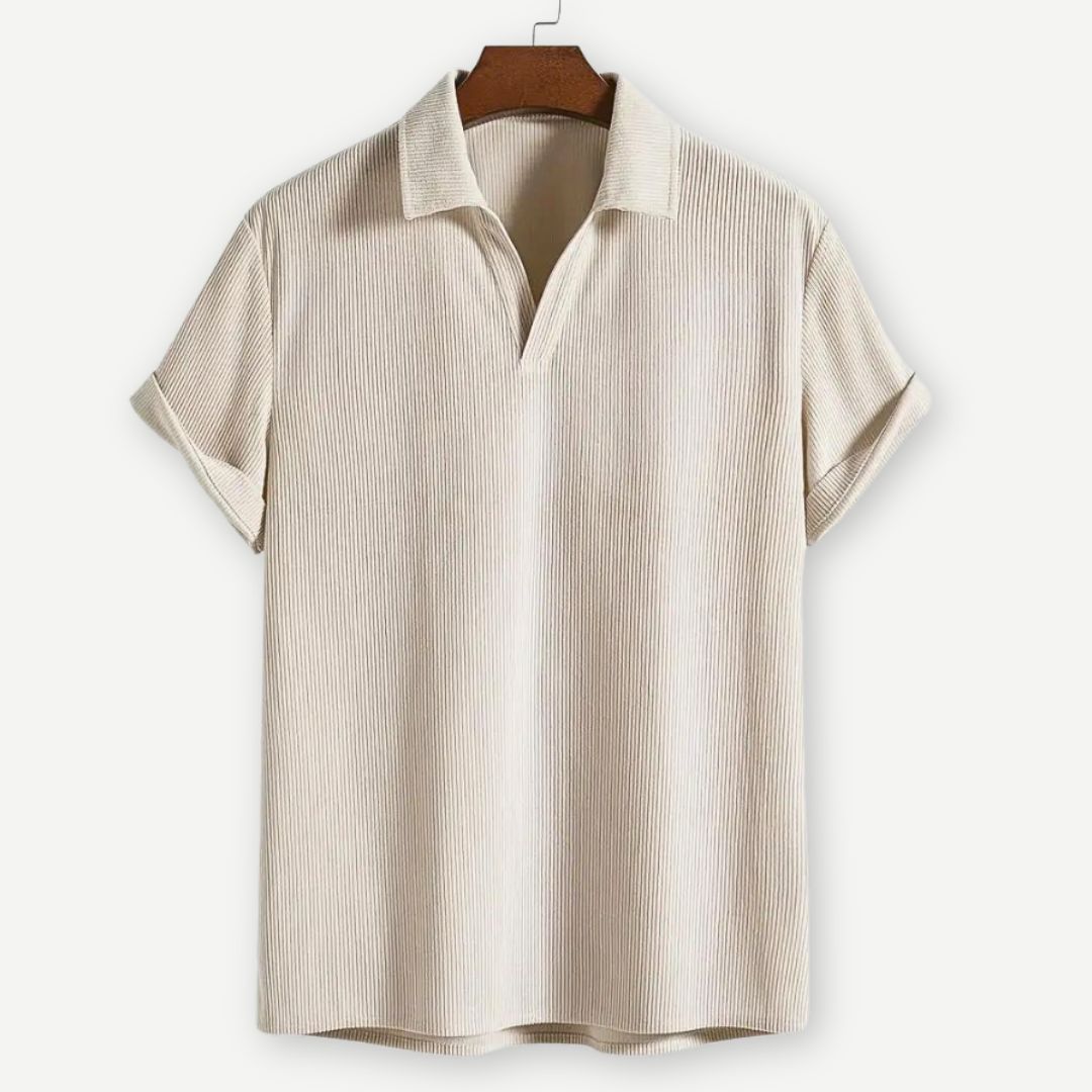 Ribbed Johnny Collar Polo - Soft Breathable Polo Shirt for Men