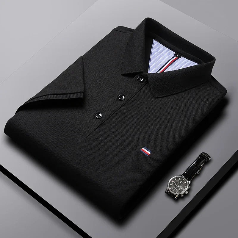 Men's Breathable Polo Shirt, Cotton Blend with Embroidery Detail