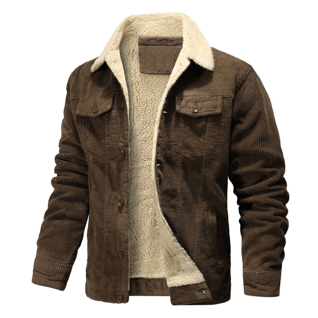Hudson Ridge Men's Bomber Jacket - Sherpa-Lined Cotton Winter Jacket