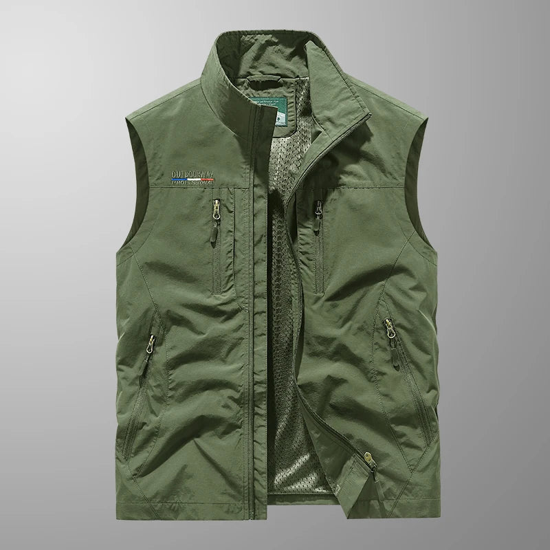 Men's Outdoor Utility Vest - Multi-Pocket Lightweight Fishing and Hiking Vest