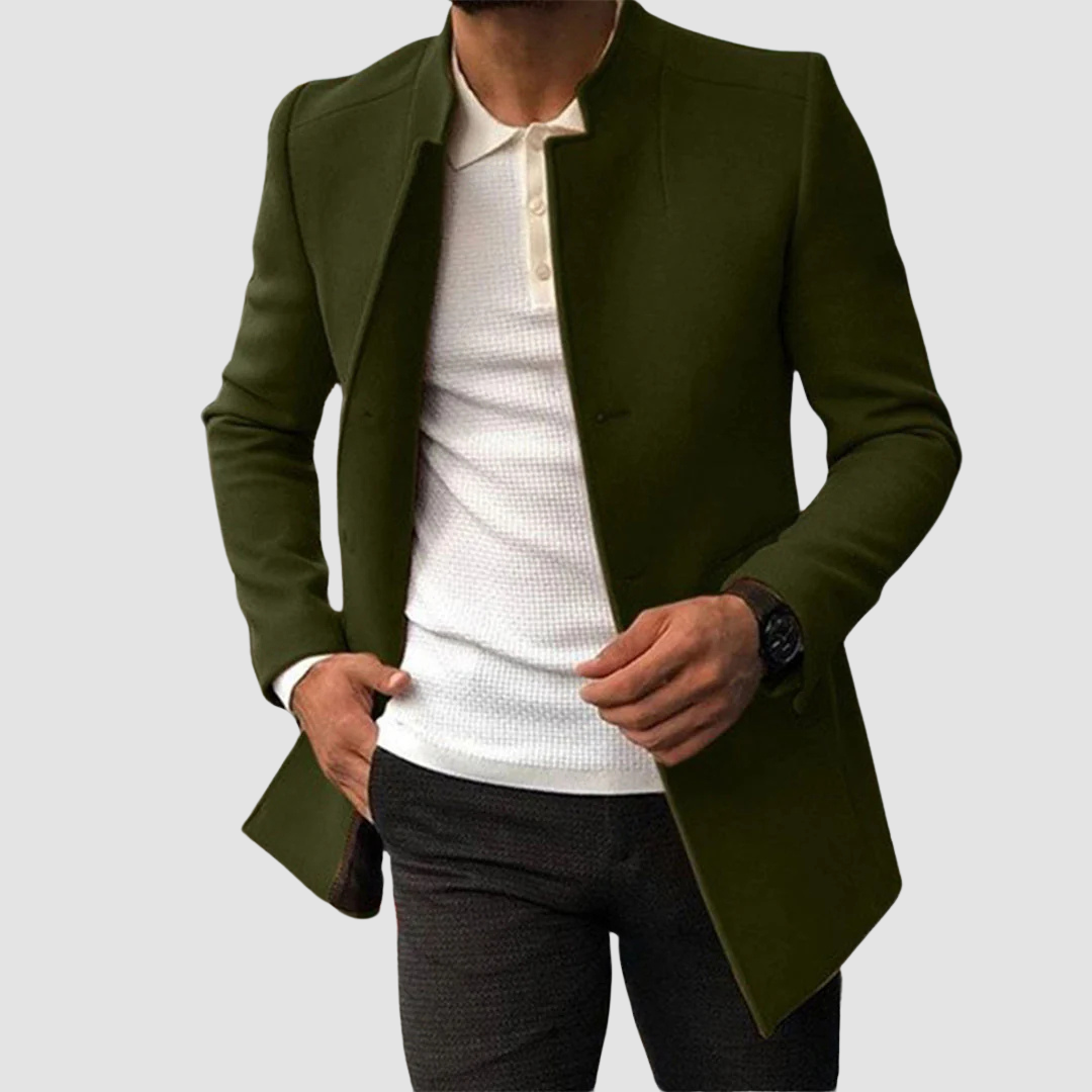 Men's Long Overcoat | Single-Breasted Classic Winter Coat