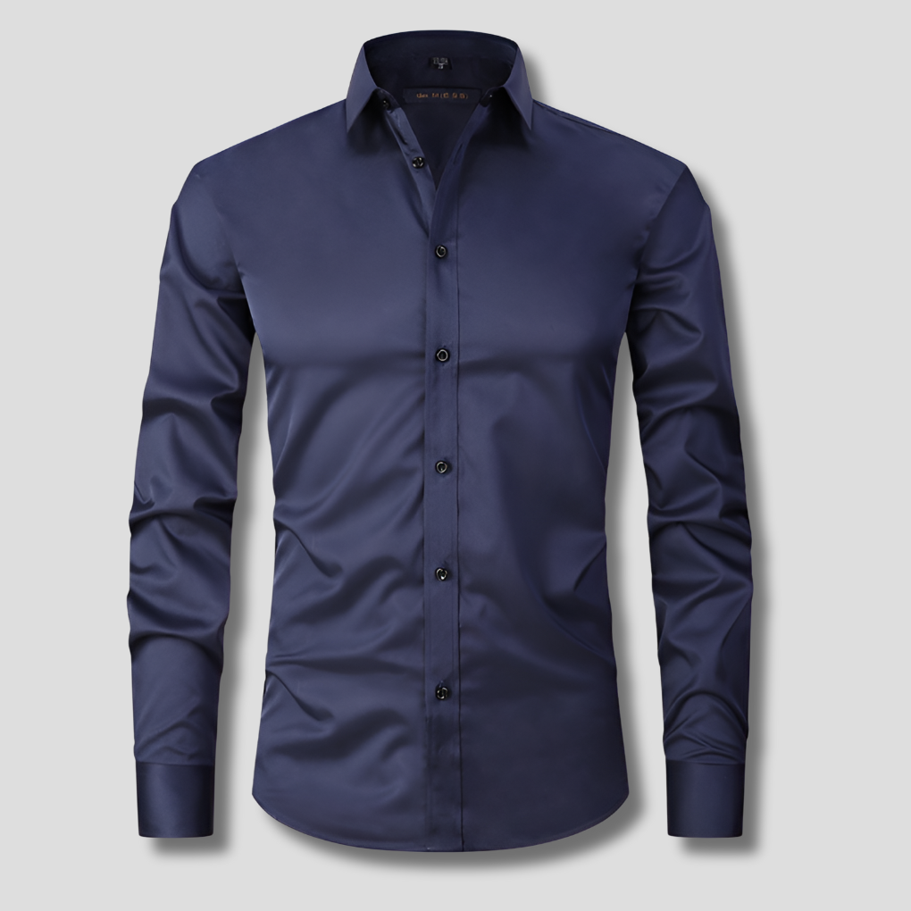 Men's Slim Fit Stretch Shirt, Soft Polyester Dress Shirt