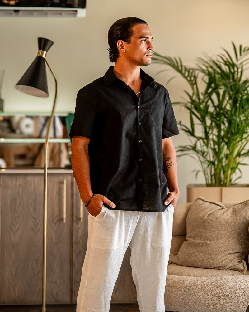 Men's Short Sleeve Button-Down Shirt with Chest Pocket, Casual Summer Shirt