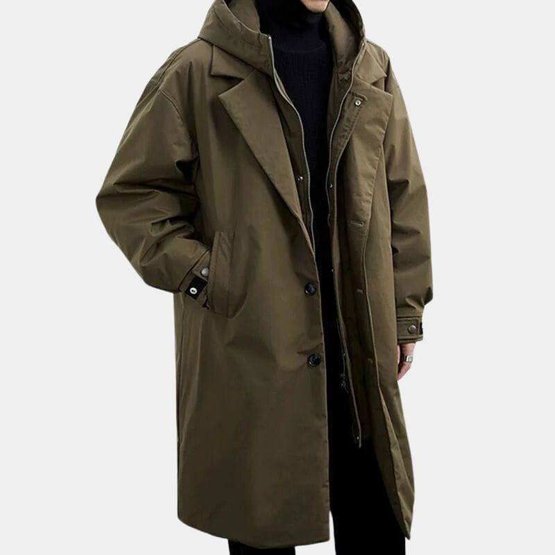 Arctos Men's Trench Coat - Windproof, Longline Winter Outerwear