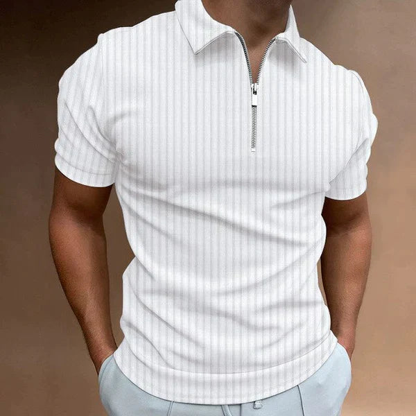 Men's Muscle Fit Polo Shirt | Zip-Up Athletic Fit Polo