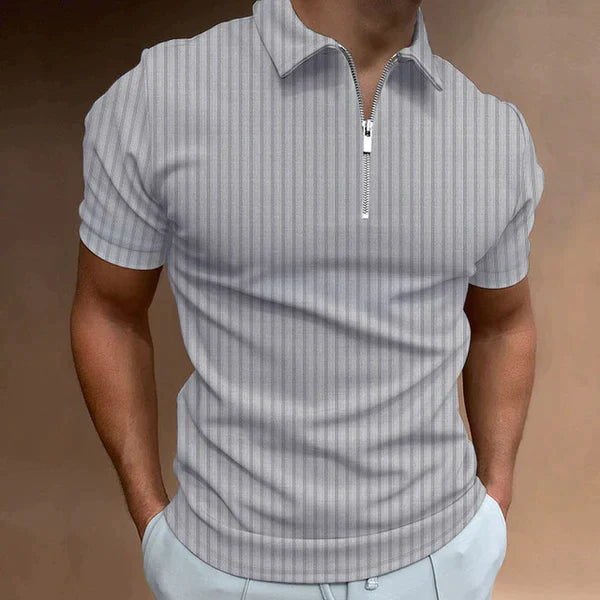 Men's Muscle Fit Polo Shirt | Zip-Up Athletic Fit Polo