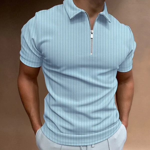 Men's Muscle Fit Polo Shirt | Zip-Up Athletic Fit Polo