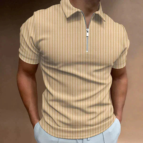 Men's Muscle Fit Polo Shirt | Zip-Up Athletic Fit Polo