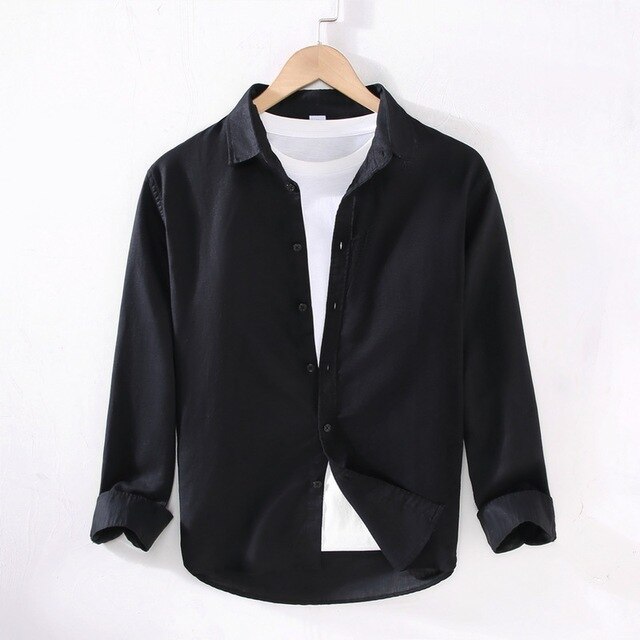 Men's Long Sleeve Cotton Linen Shirt | Breathable Button-Down