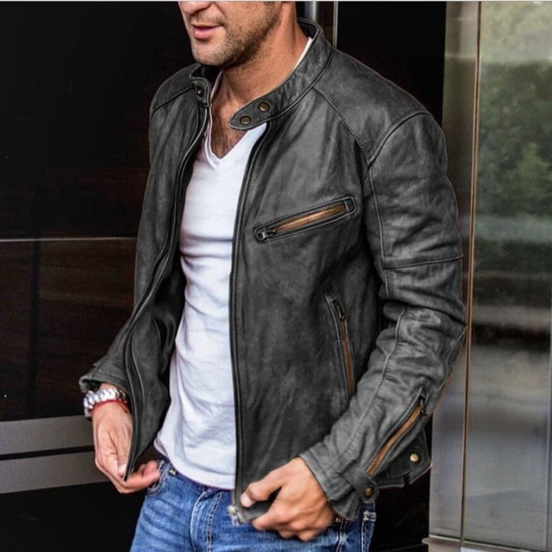 Men's Waterproof Leather Jacket, Elegant Weatherproof Coat