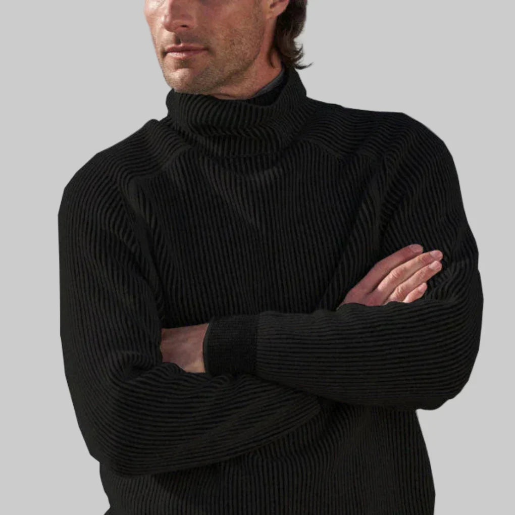 Men's Turtleneck Sweater, Wool Blend Knit Pullover for Men
