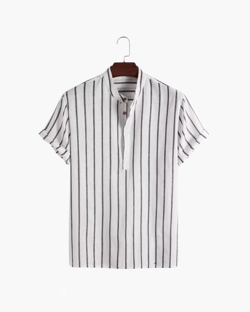 Men's Sailor Striped Polo Shirt with Open Collar, Nautical Casual Polo