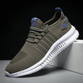 Men's Knit Mesh Athletic Shoes, Breathable Lace-Up Running Sneakers