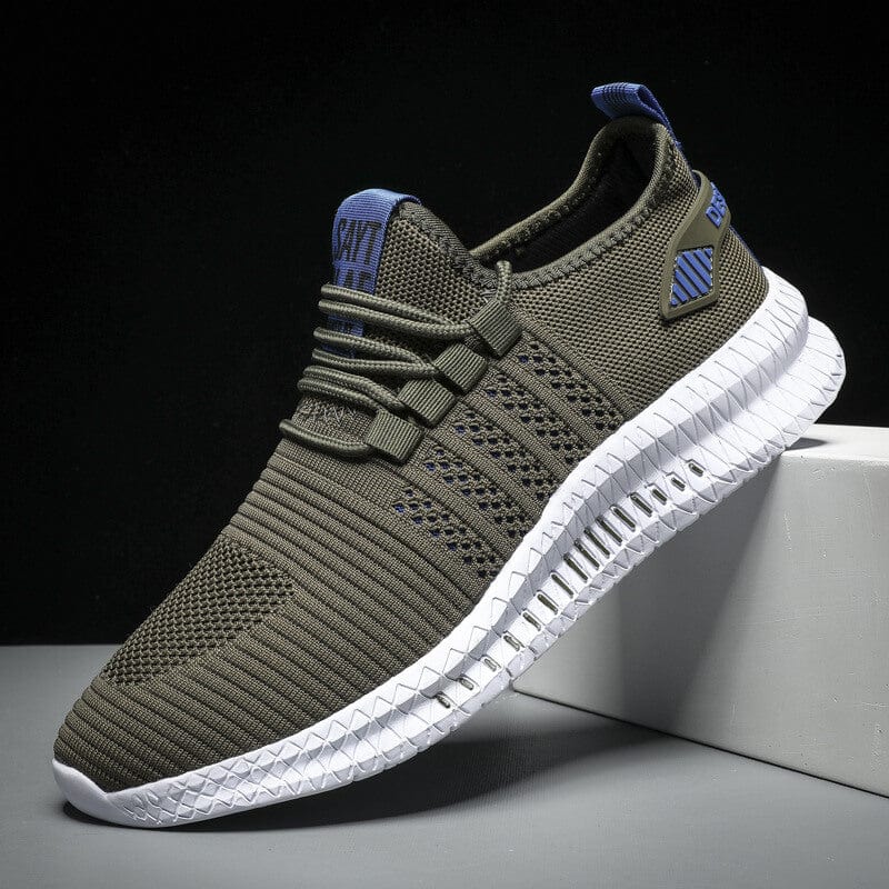 Men's Knit Mesh Athletic Shoes, Breathable Lace-Up Running Sneakers
