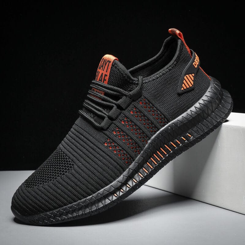 Men's Knit Mesh Athletic Shoes, Breathable Lace-Up Running Sneakers