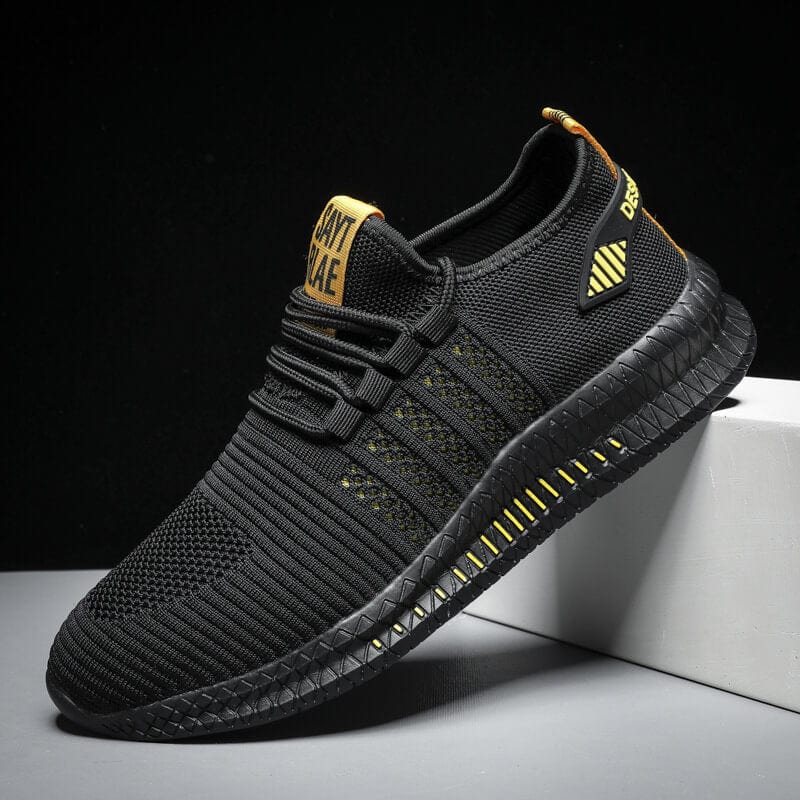 Men's Knit Mesh Athletic Shoes, Breathable Lace-Up Running Sneakers