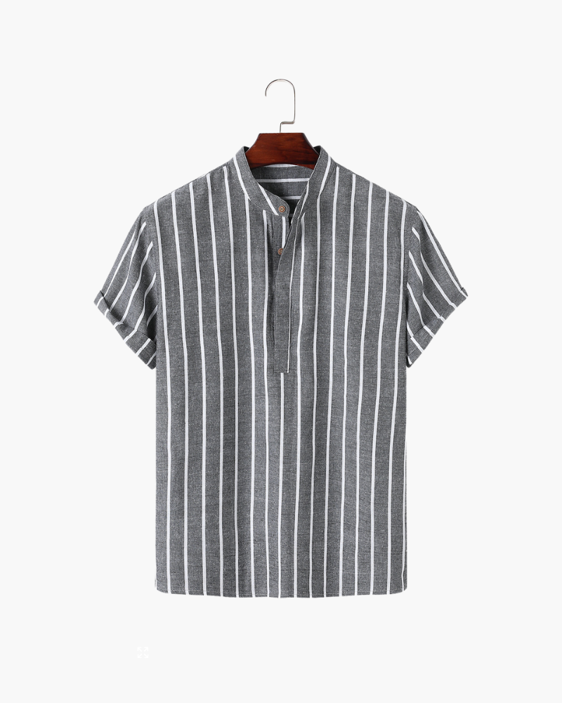 Men's Sailor Striped Polo Shirt with Open Collar, Nautical Casual Polo