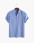 Men's Sailor Striped Polo Shirt with Open Collar, Nautical Casual Polo