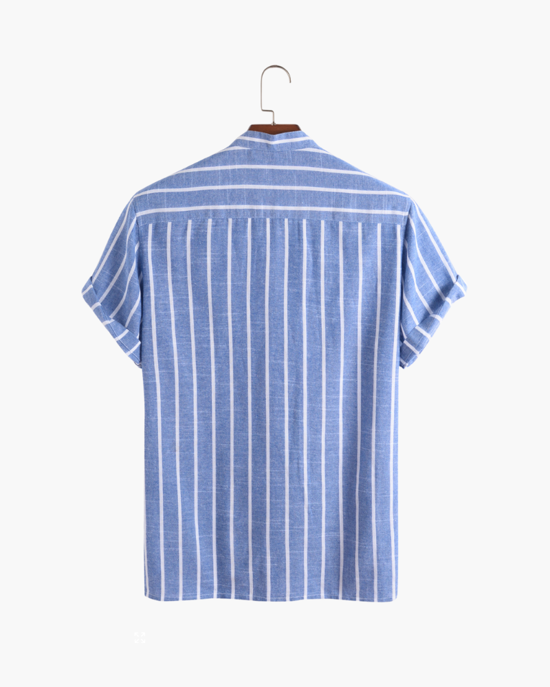 Men's Sailor Striped Polo Shirt with Open Collar, Nautical Casual Polo