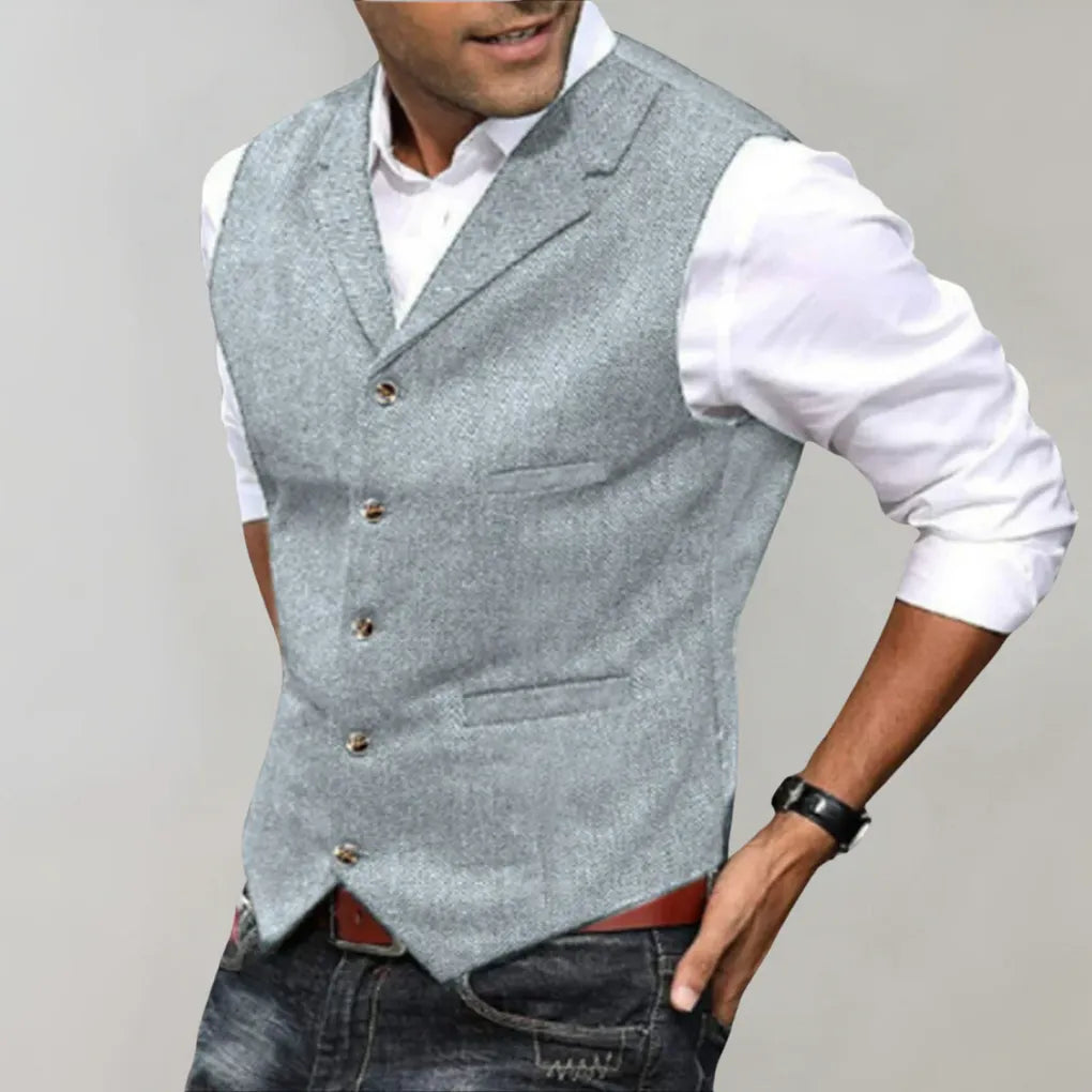 Men's Suit Vest, Formal Waistcoat with Adjustable Back Strap