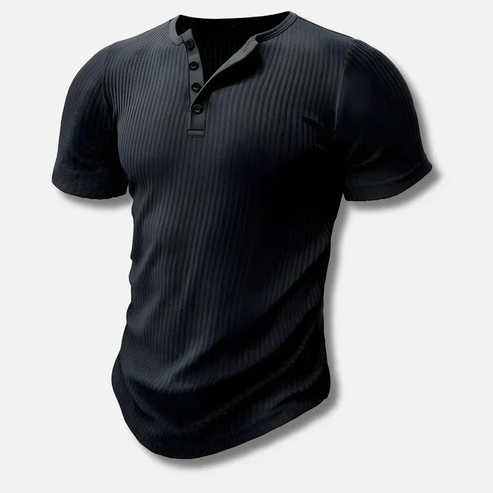 Men's Slim-Fit Henley T-Shirt, Cotton Blend Button Placket Tee